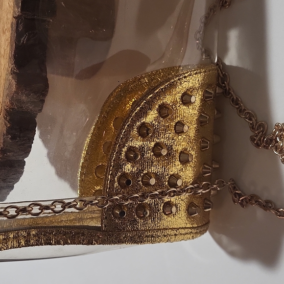 PVC Transparent Crossbody or Wristlet Bag, Gold, 2 Piece - Picture 6 of 16